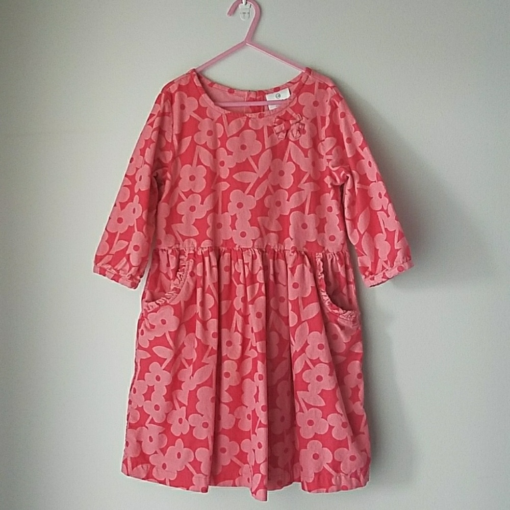 Hanna Andersson Corduroy Pink Flowered Dress sz130
